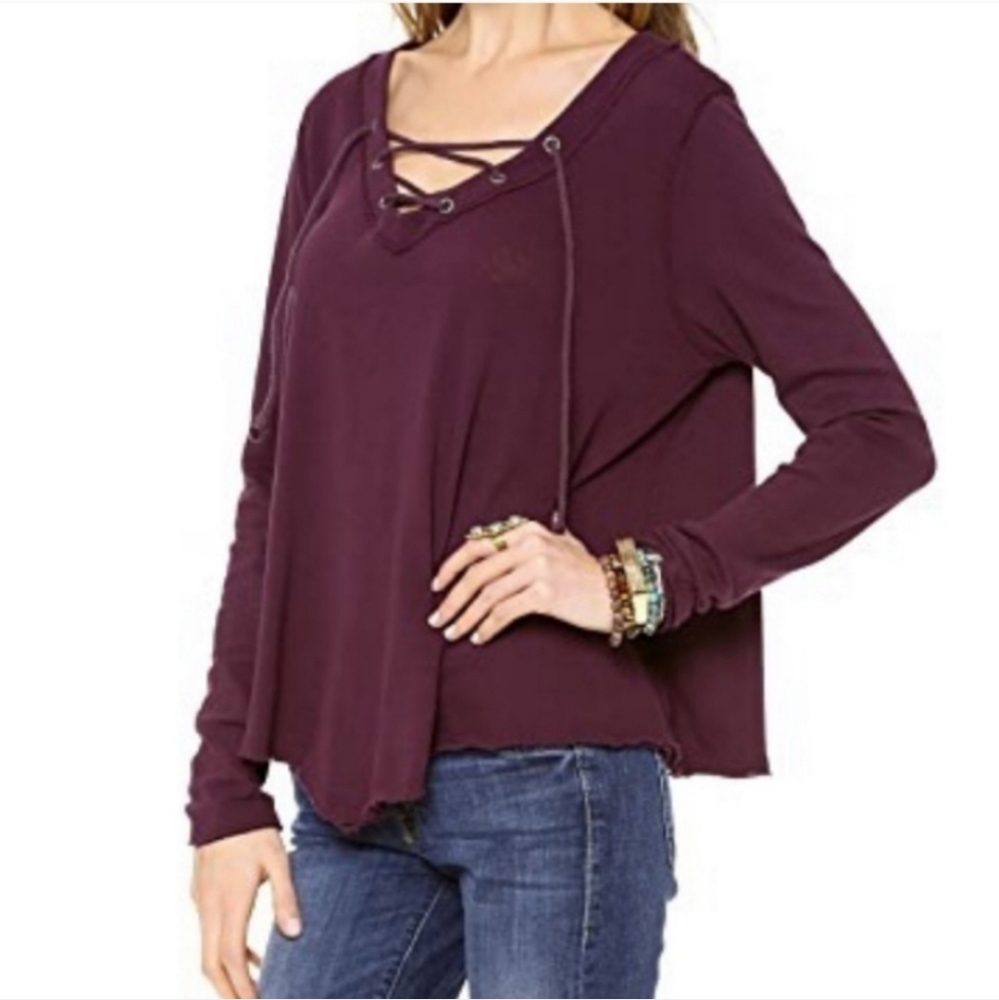 Free People We The Free Plum Grommet Pullover Top